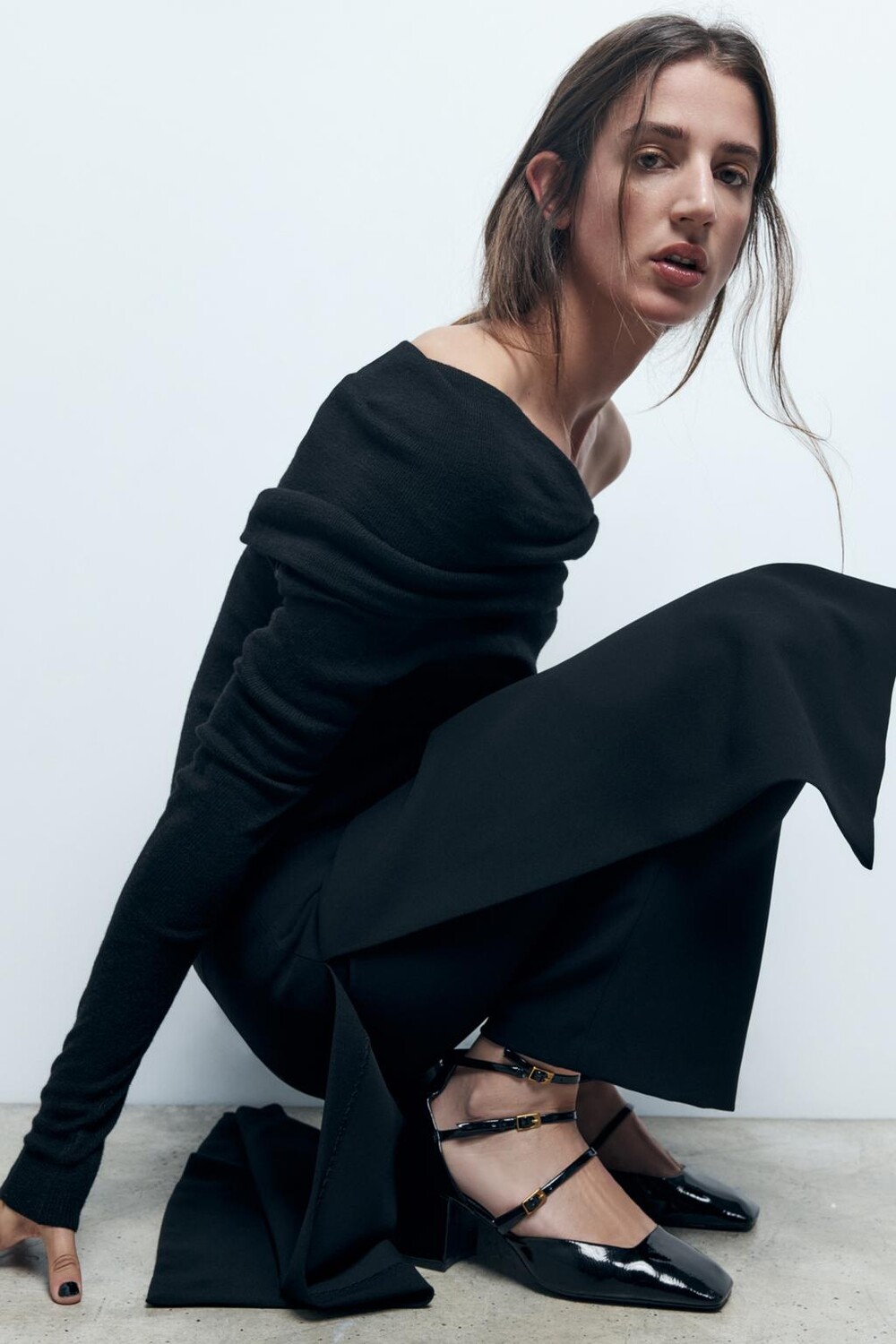 

Туфли на блок-каблике с пряжками ZARA, черный