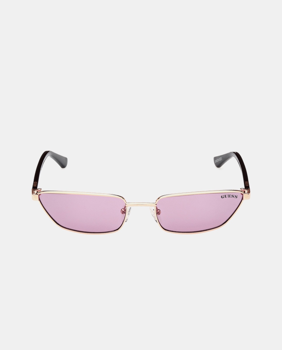 очки пиксельные фиолетовые Солнцезащитные очки «кошачий глаз» из золотистого металла Guess, золотой