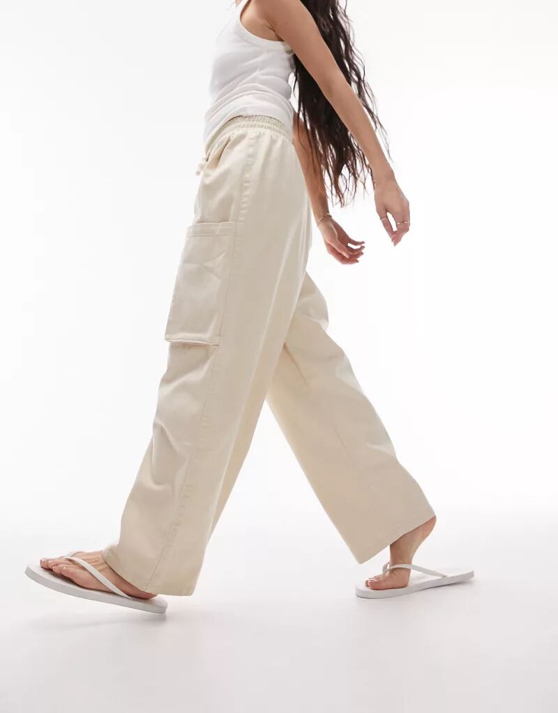 Светло-бежевые брюки-баллоны Topshop с объемными карманами лэнг о crudo