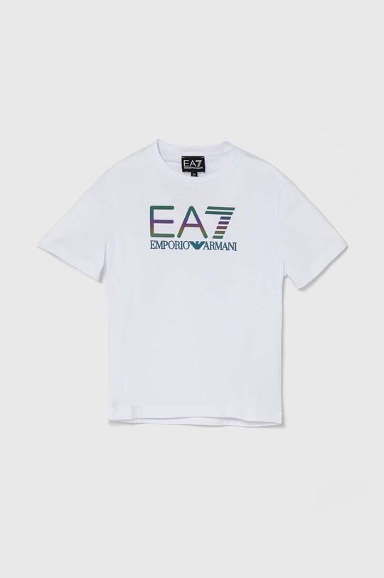 Детская хлопковая футболка EA7 Emporio Armani, белый