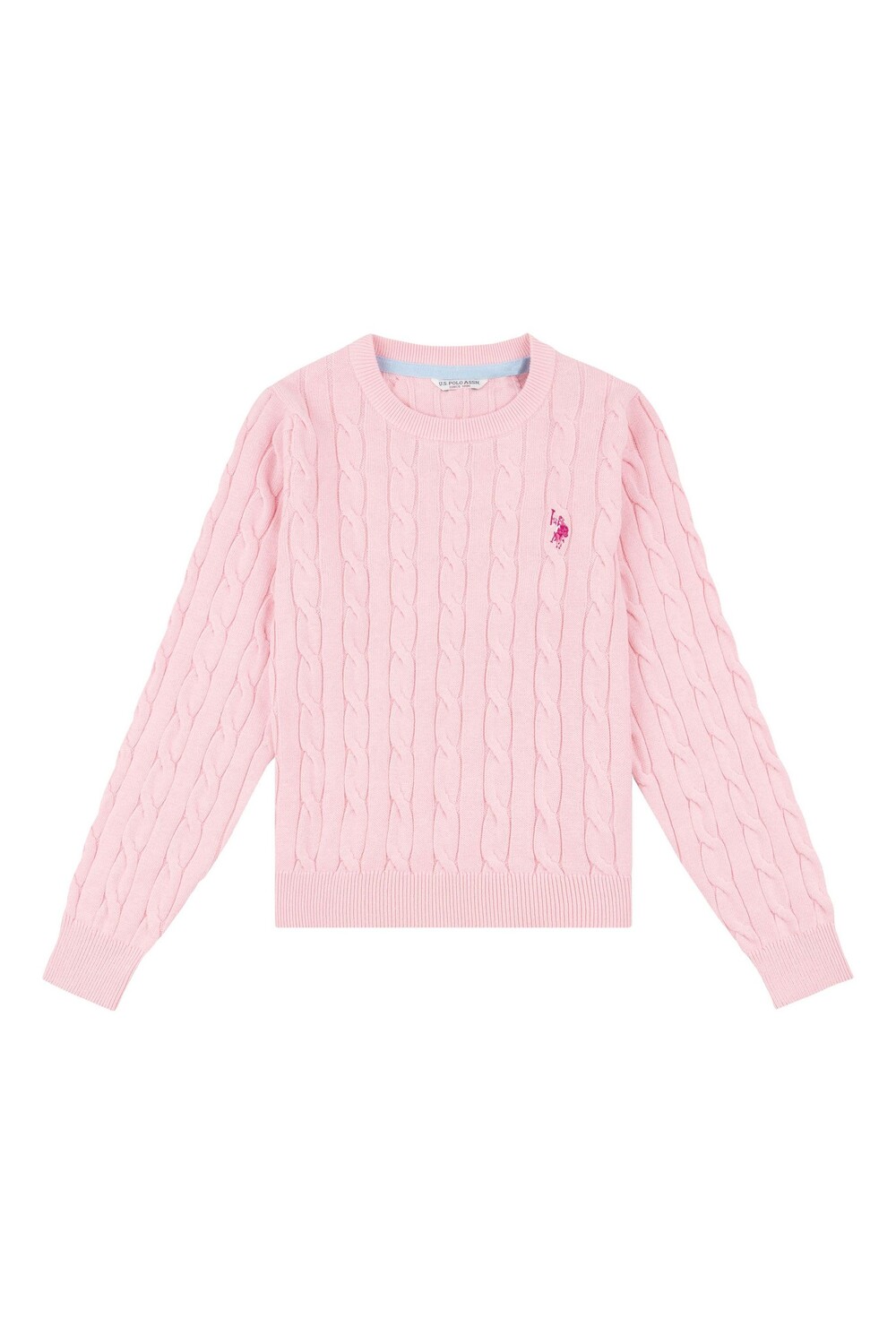 

Свитер косой вязки для девочек U.S. Polo Assn, розовый