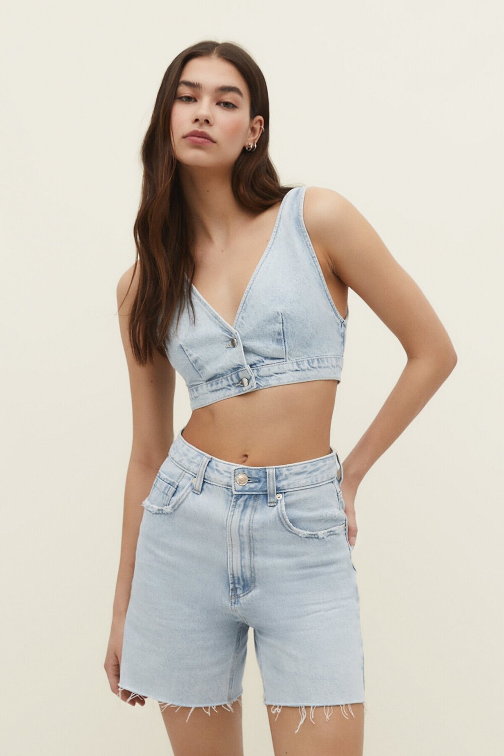

Длинные джинсовые шорты Stradivarius, оранжевый