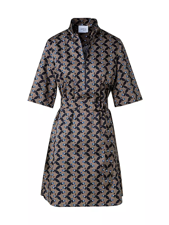 Атласное мини-платье с принтом Akris Punto, цвет sage black ink расклешенное платье akris punto цвет topas