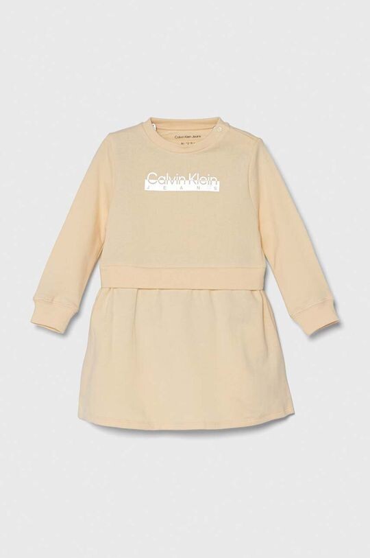 

Хлопковое платье для новорожденных Calvin Klein Jeans, оранжевый