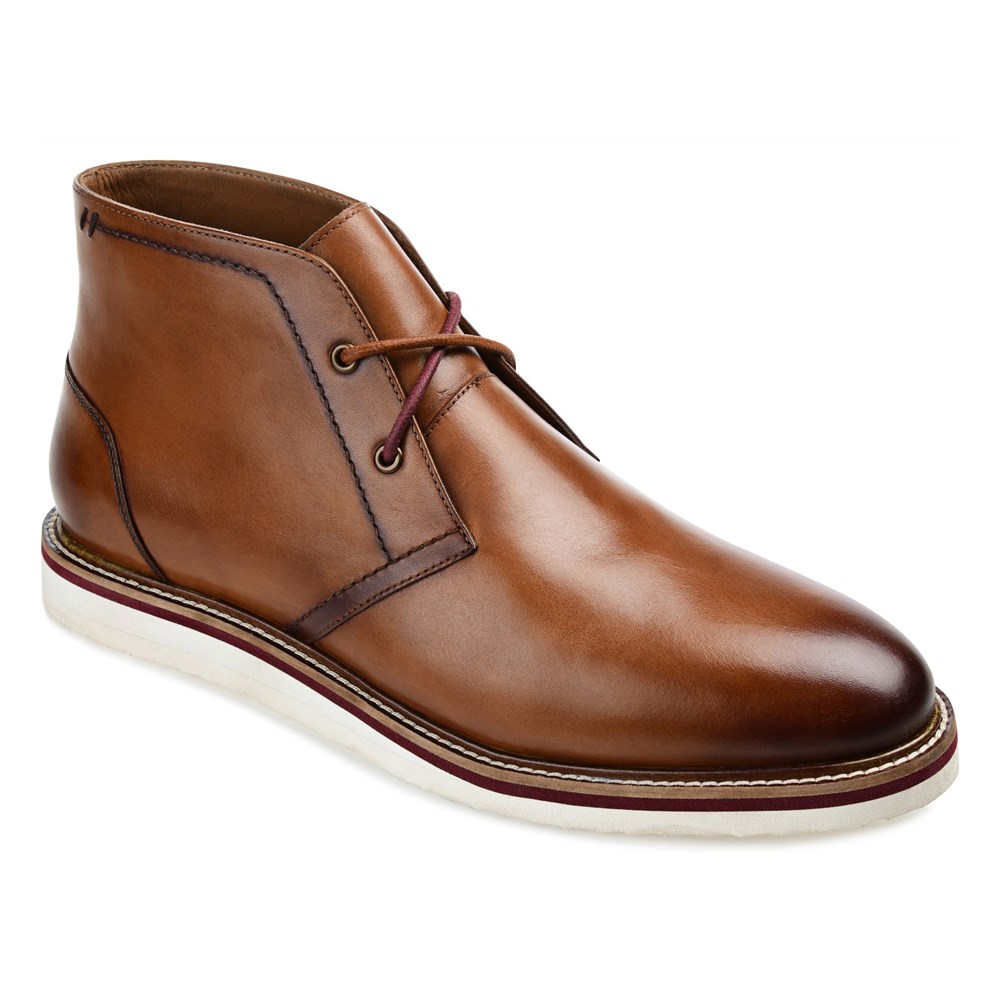 Мужские ботинки чукка Keegan с простым носком Thomas & Vine, цвет cognac leather