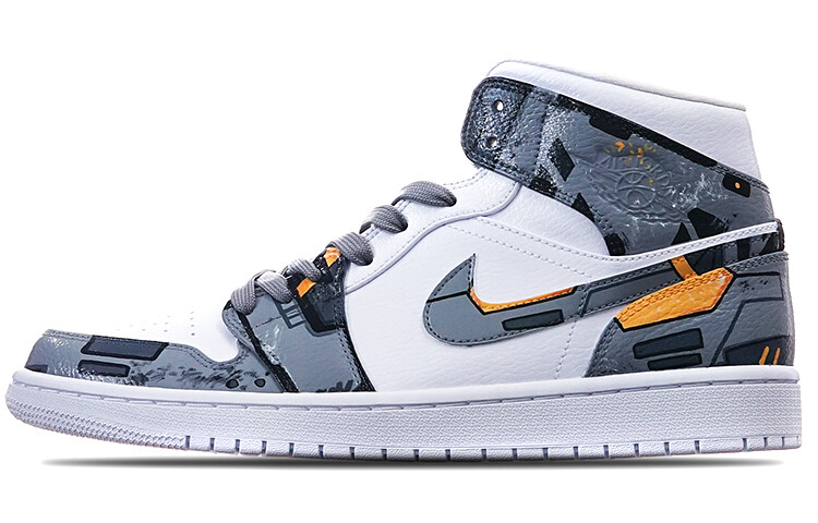 

Баскетбольные кроссовки Air JordanUnisex 1 Mid-Top Серый/Белый/Желтый