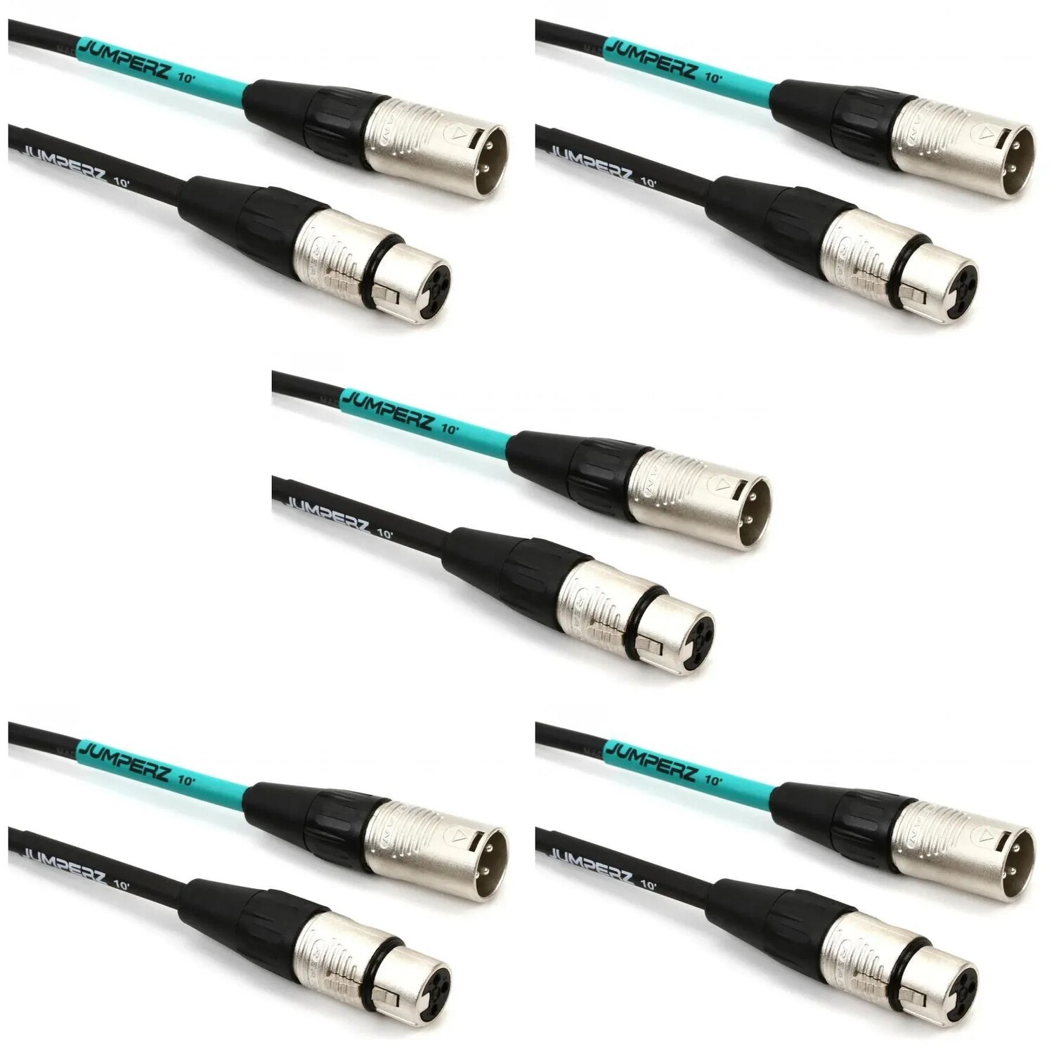 

Микрофонный кабель JUMPERZ JBM Blue Line — 10 футов (5 шт.)