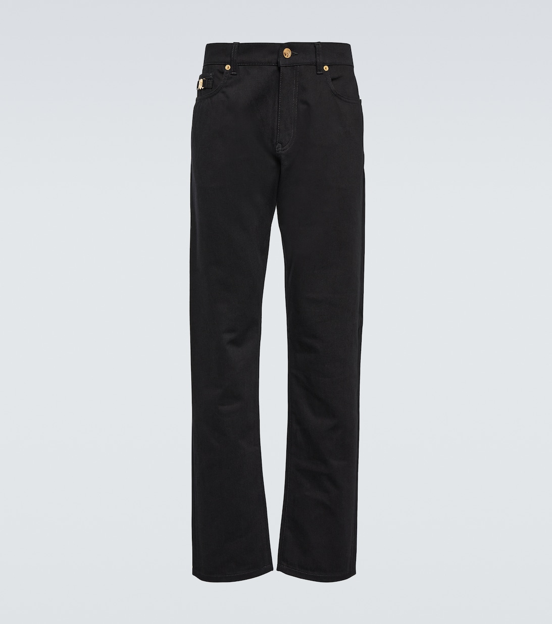 Украшенные прямые джинсы средней посадки Versace, черный