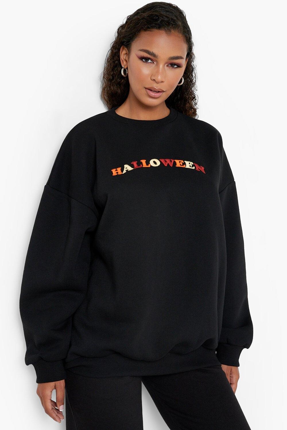 

Свитер оверсайз с вышивкой хэллоуин Boohoo, черный