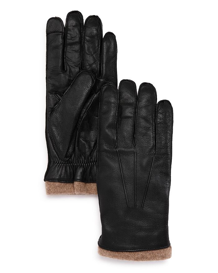 

Кожаные технические перчатки с трикотажными манжетами The Men's Store at Bloomingdale's, мультиколор