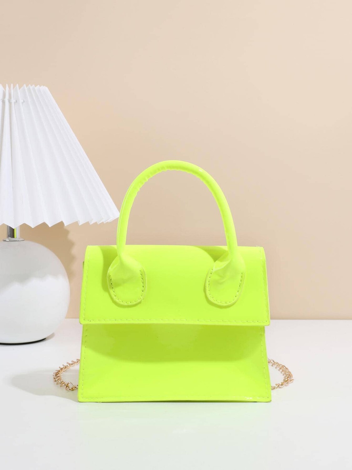

Мини-сумка Funky Neon Pink с цепочкой и клапаном из искусственной кожи, желтый / розовый