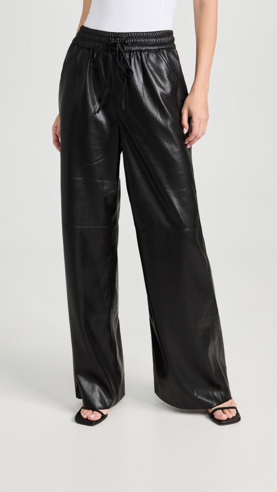 

Брюки Good American Leather Wide Leg, черный