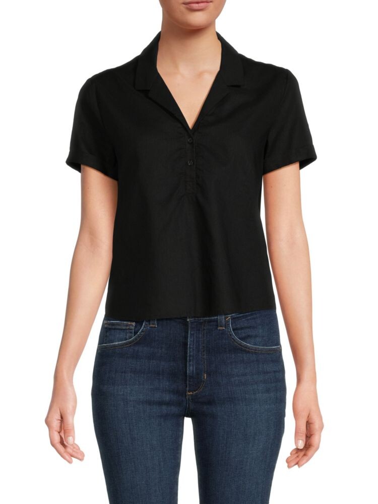 

Рубашка Camp из льняной смеси Saks Fifth Avenue, черный