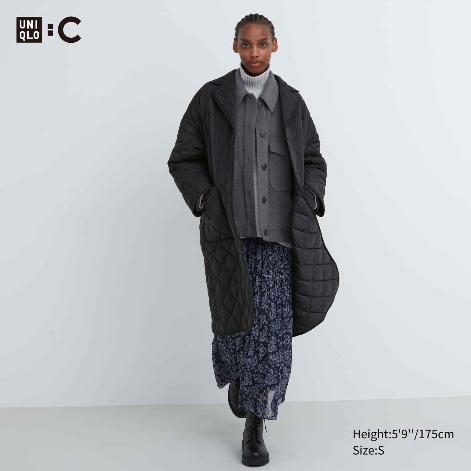 

Теплое пальто оверсайз UNIQLO, черный