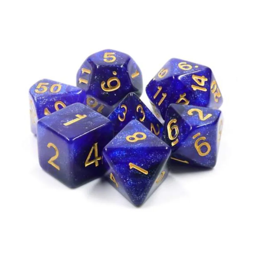 

Набор Poly Set — Синяя галактика с золотом (7), Dice Sets - Resin/Acrylic - Blue, Green, & Purple (Foam Brain Games)