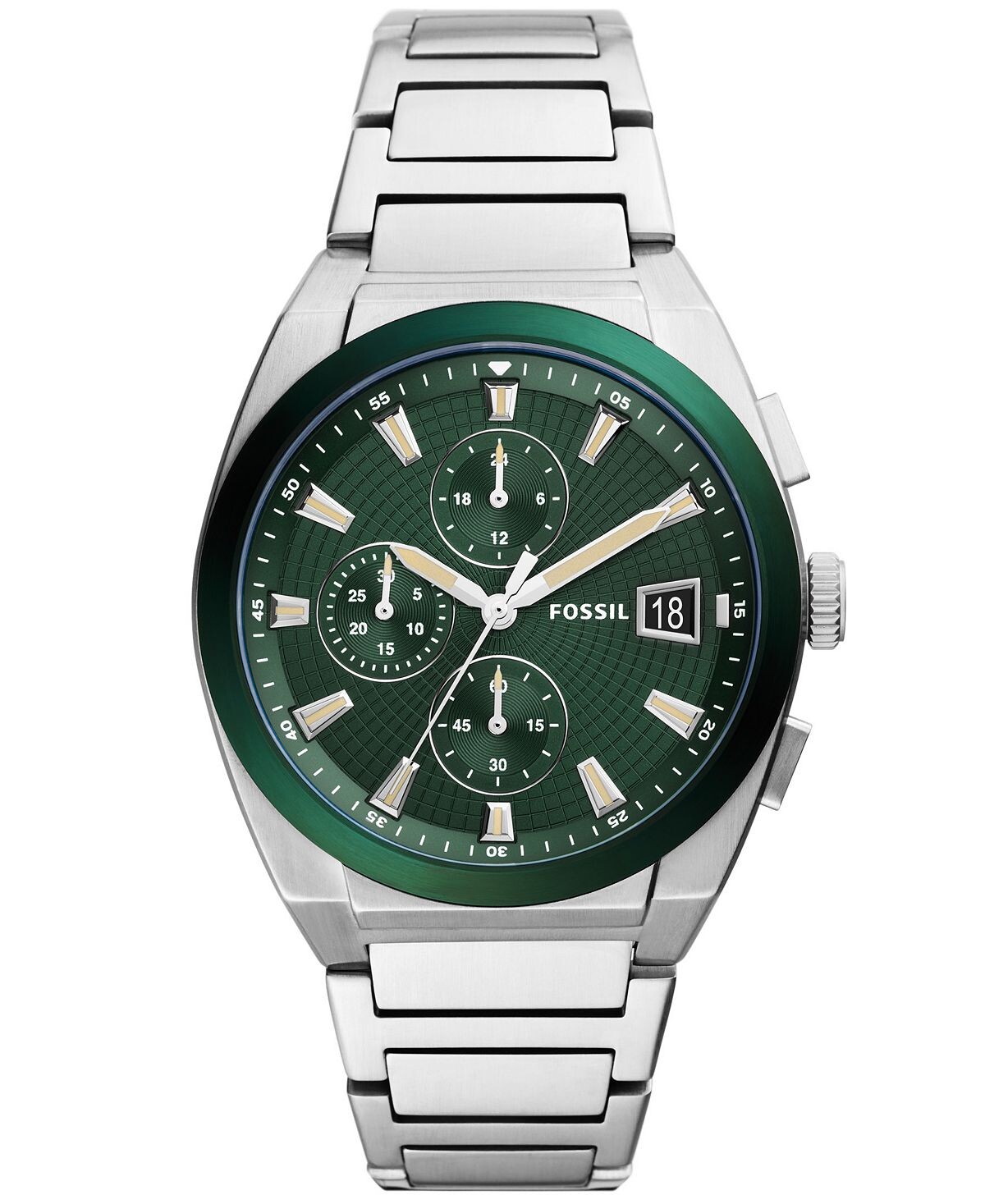 

Мужские часы Everett Chronograph, серебристый браслет из нержавеющей стали, 42 мм Fossil