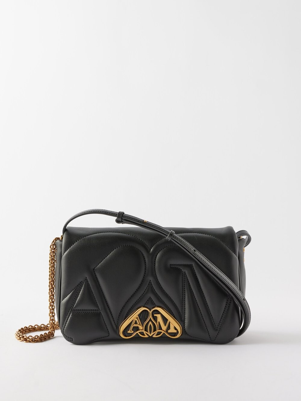 

Маленькая стеганая кожаная сумка на плечо the seal Alexander McQueen, черный