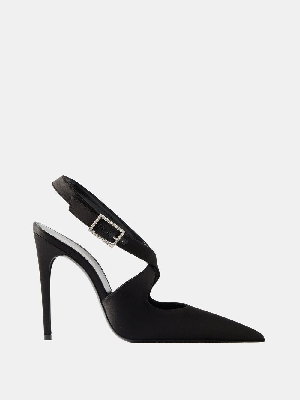 

Атласные туфли spontini 110 с пяткой на пятке Saint Laurent, черный