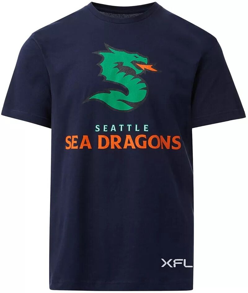 

Мужская темно-синяя футболка с логотипом XFL Seattle Sea Dragons Lockup