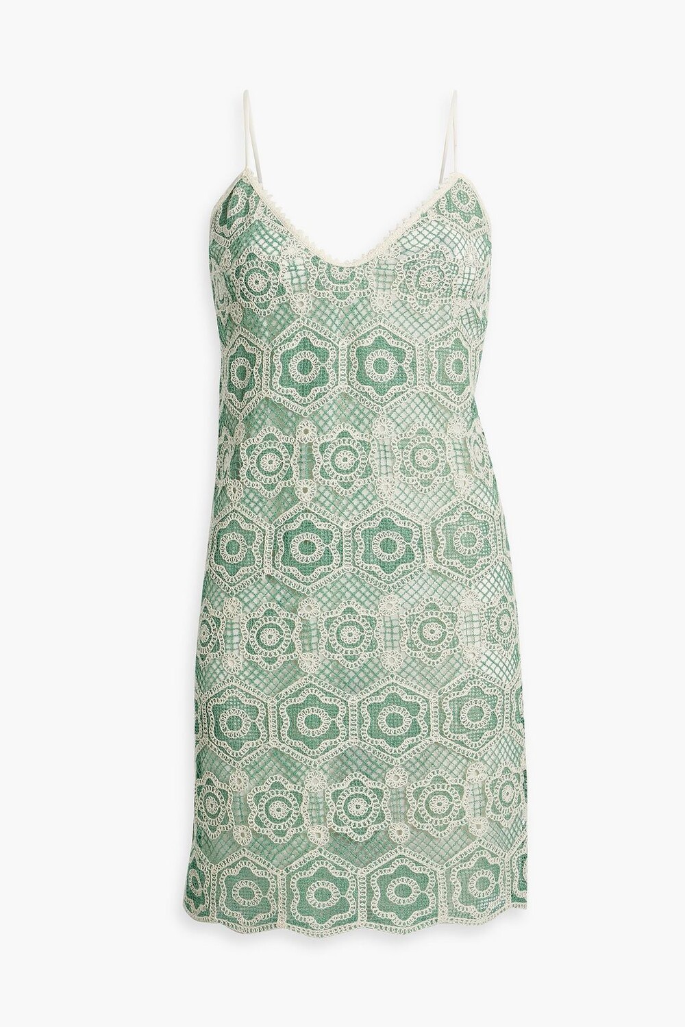 

Платье мини из кружева крючком из смесового хлопка ANNA SUI, зеленый