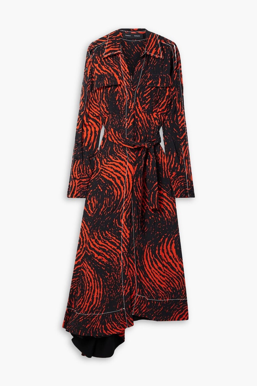 

Платье миди из крепдешина с вырезами и запахом PROENZA SCHOULER, красный