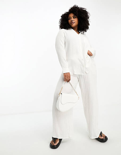 

Белая рубашка с длинными рукавами River Island Plus