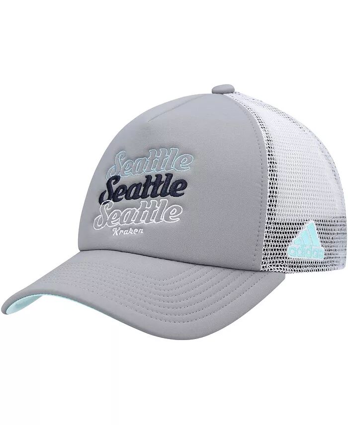 

Женская серо-белая кепка Seattle Kraken Foam Trucker Snapback Adidas, серый