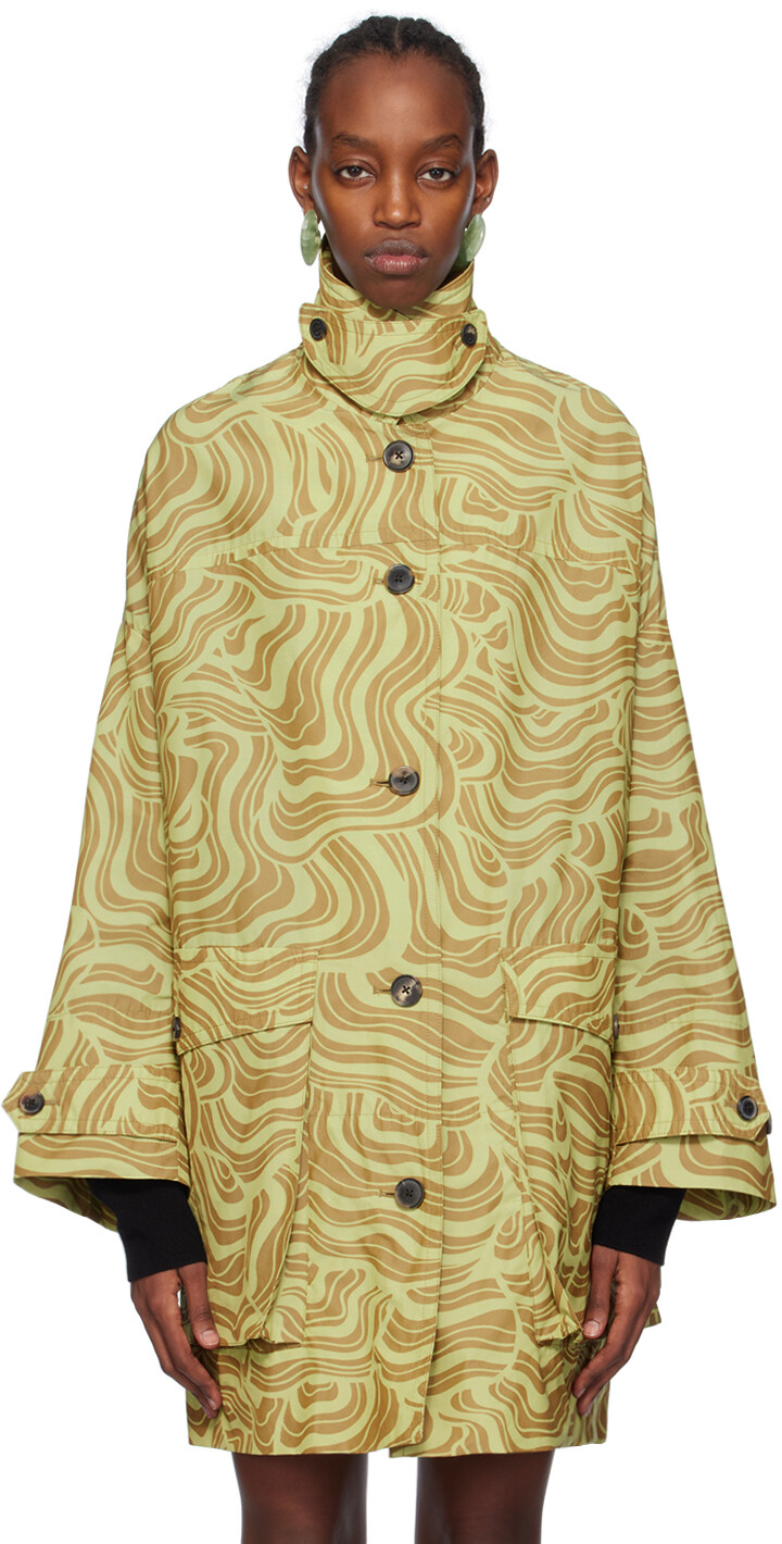 

Зеленое пальто с принтом Dries Van Noten