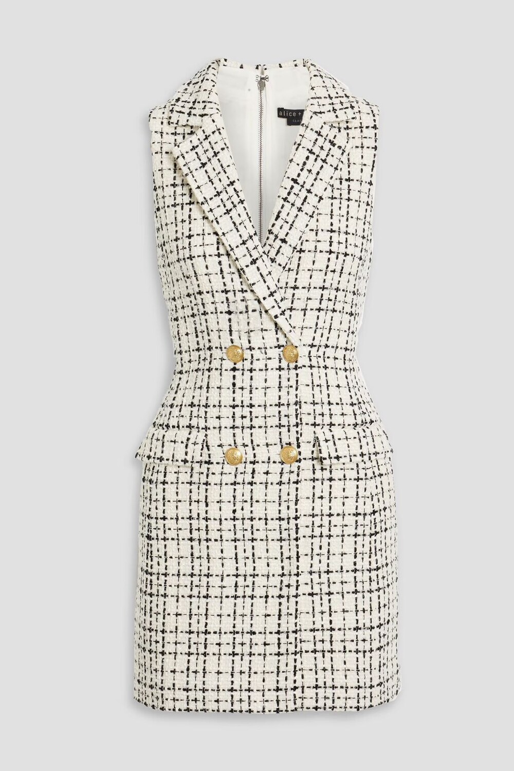 

Твидовое мини-платье с эффектом металлик Alice + Olivia, слоновая кость