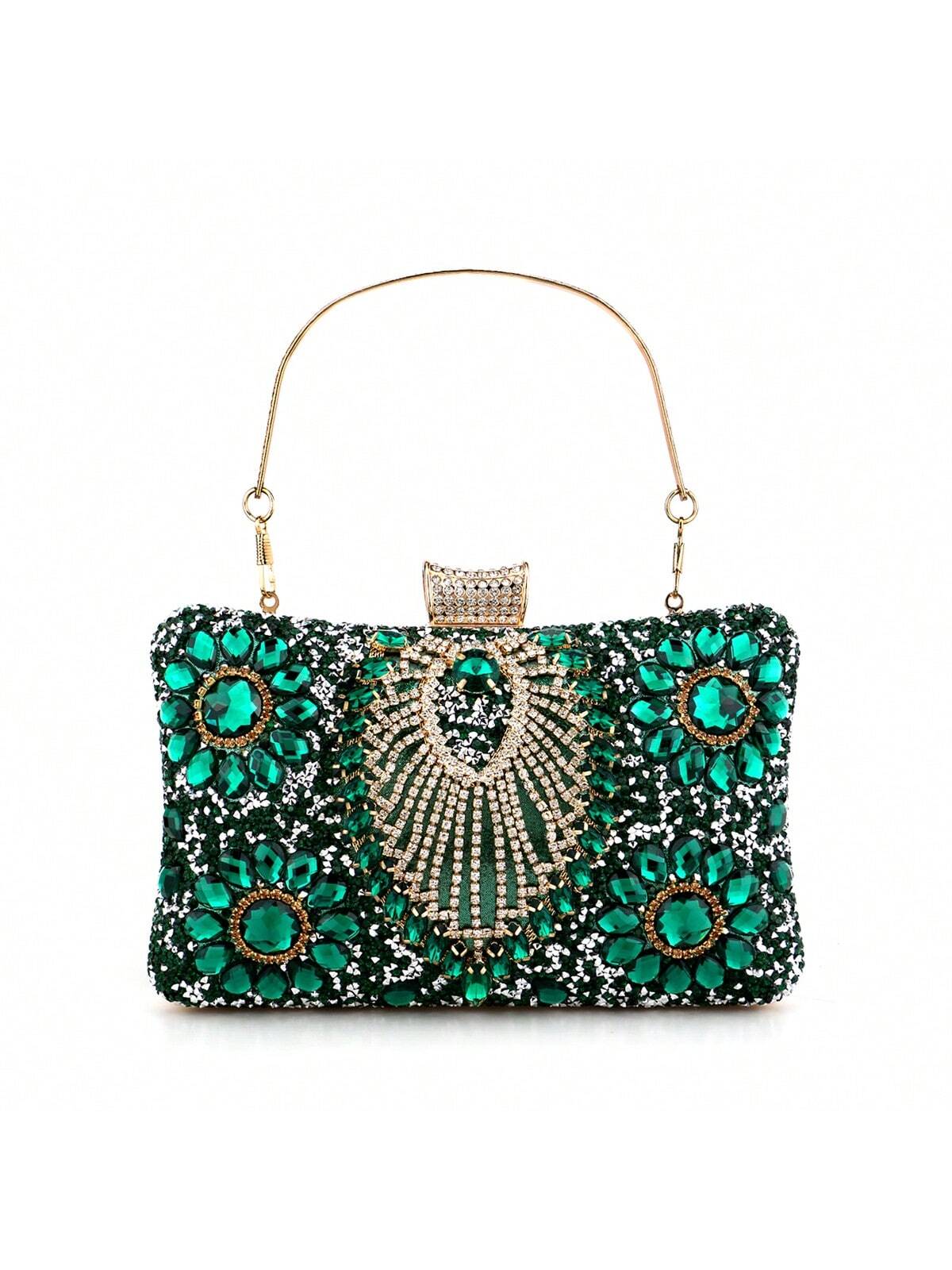 цена Зеленые женские вечерние сумки с кисточками и бриллиантами, многоцветный