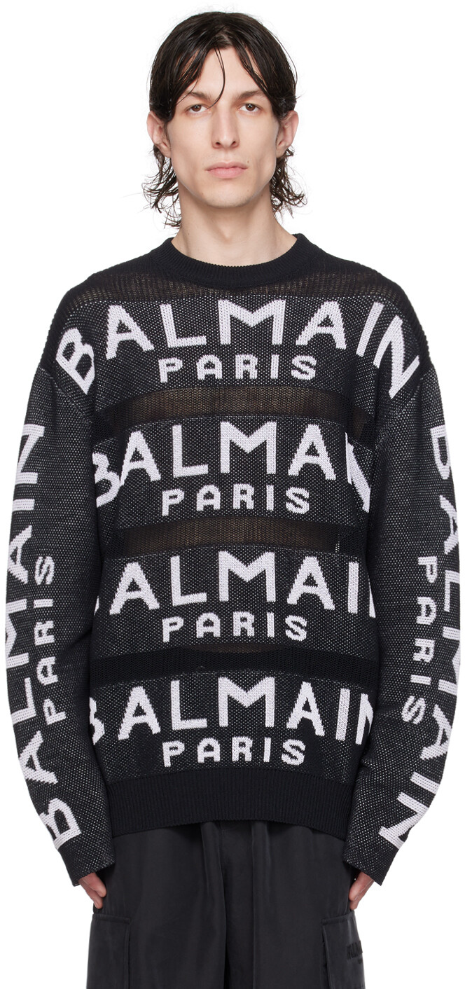 

Черно-белый жаккардовый свитер Balmain, Черный