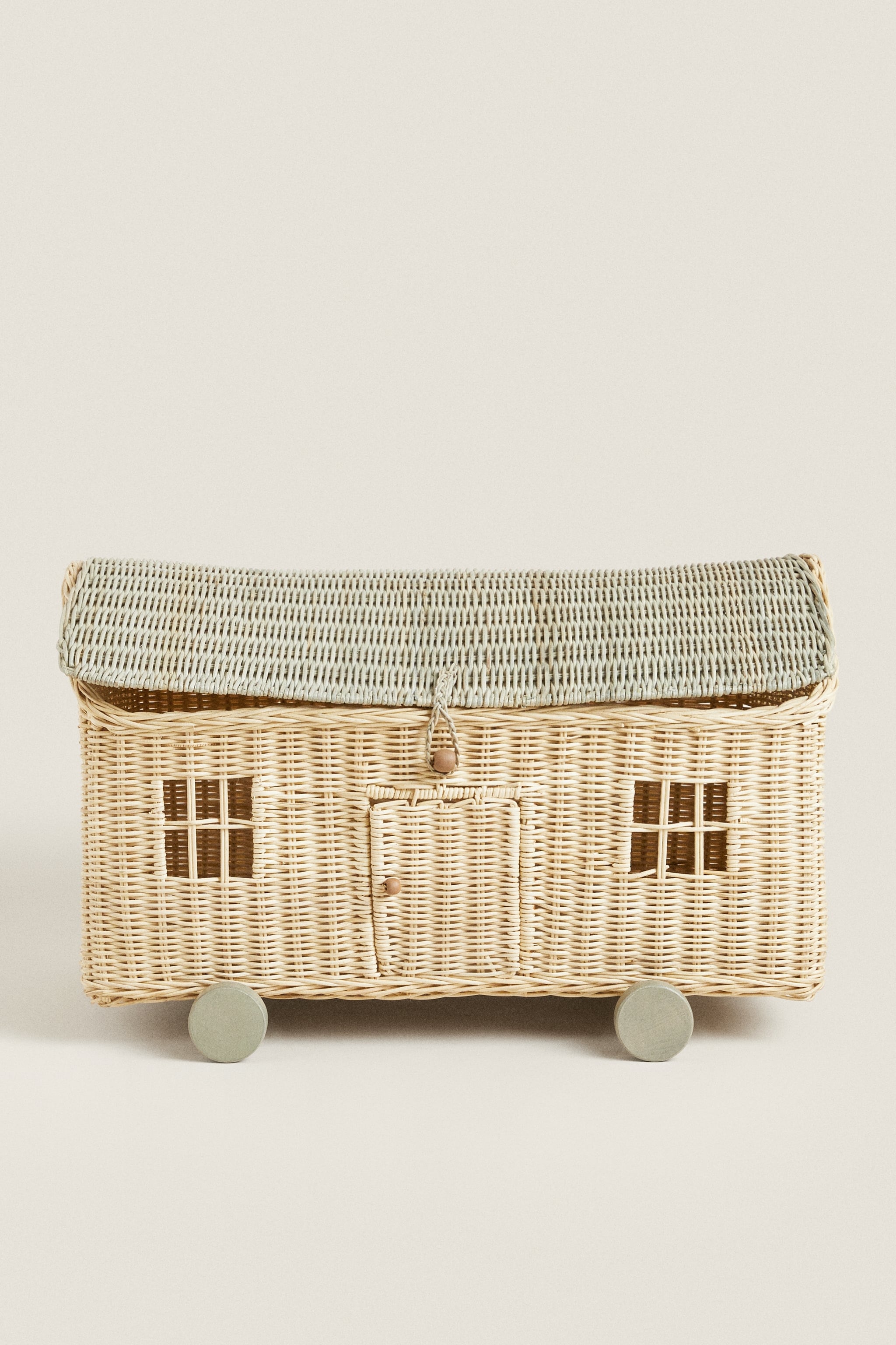 Домашняя корзина с колесами Zara, светло-бежевый цена и фото