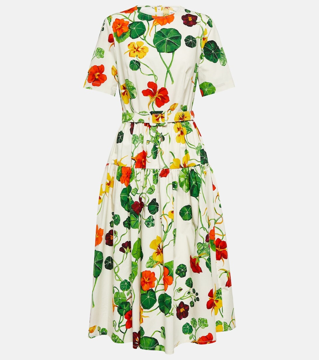 

Поплиновое платье миди Nasturtium из смесового хлопка OSCAR DE LA RENTA, разноцветный