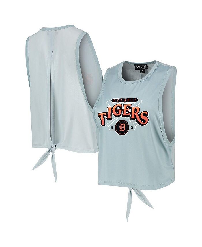 

Женская голубая майка с открытой спиной и завязками Detroit Tigers The Wild Collective, синий