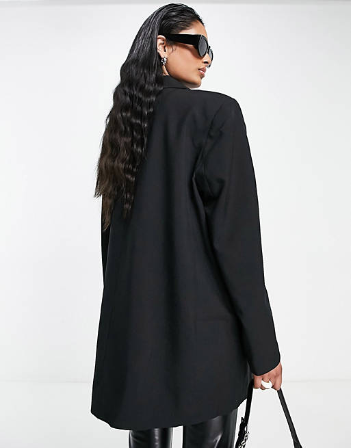 Черный объемный пиджак свободного кроя ASOS DESIGN
