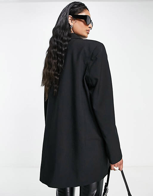 

Черный объемный пиджак свободного кроя ASOS DESIGN