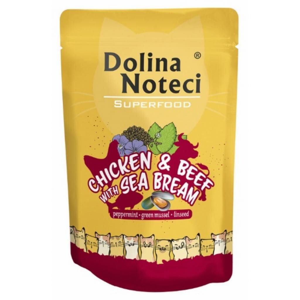 

Влажный корм для кошек Dolina Noteci Superfood Kura i Wołowina, 85 гр