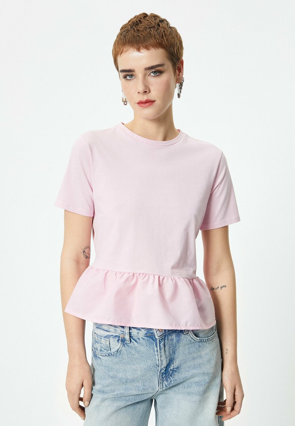 

Блуза SHORT SLEEVE RUFFLE Koton, розовый