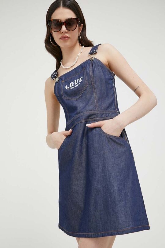 

Хлопковое платье Love Moschino, темно-синий