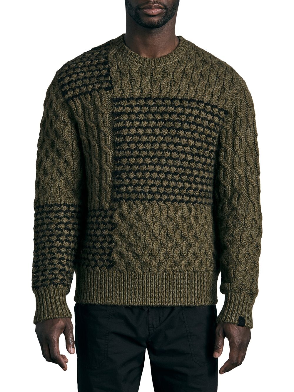 

Свитер с круглым вырезом из шерсти и альпаки в клетку Buffalo Check rag & bone, Черный