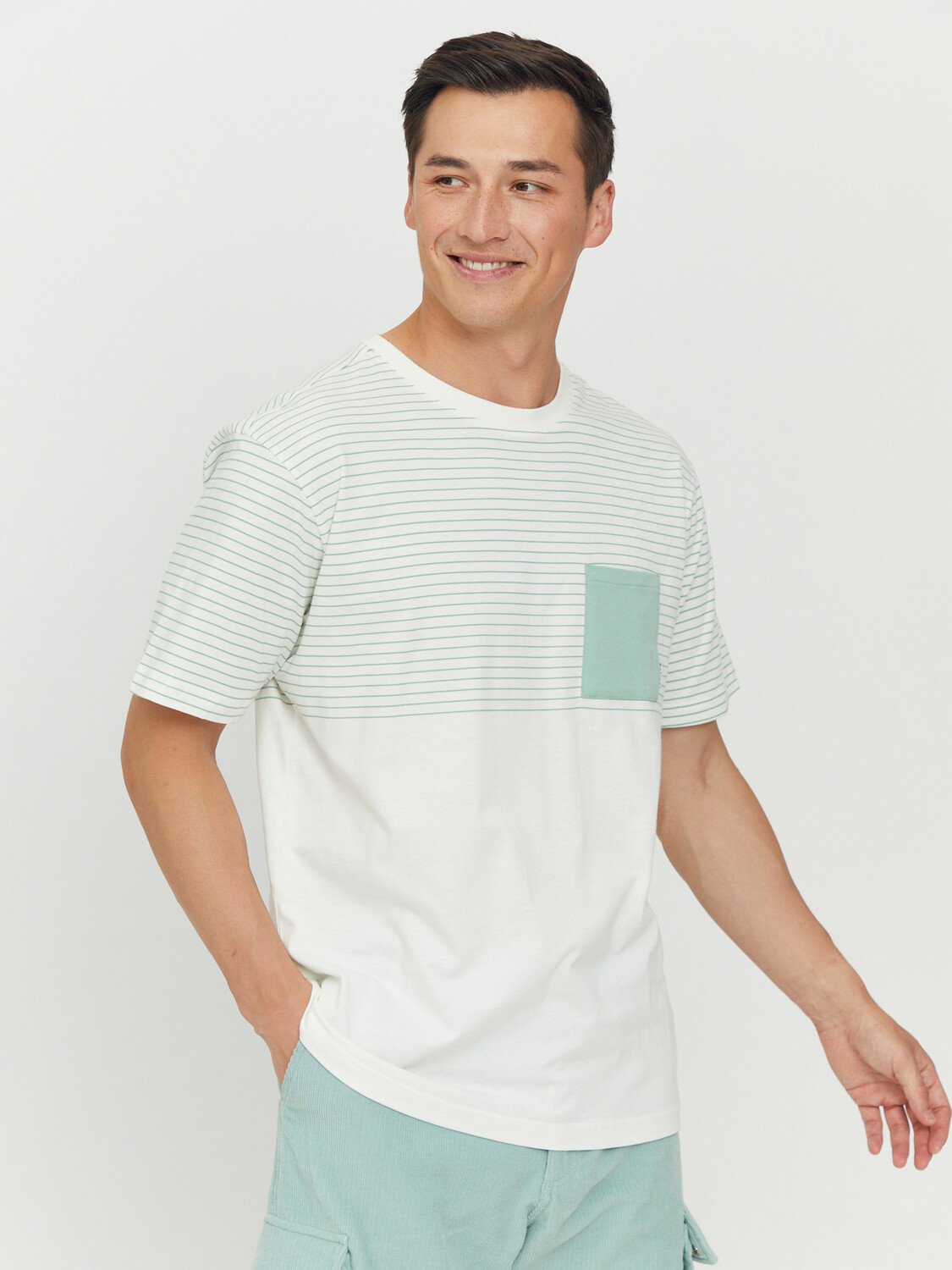 

Футболка MAZINE Felton Striped T, цвет offwhite/cobalt green