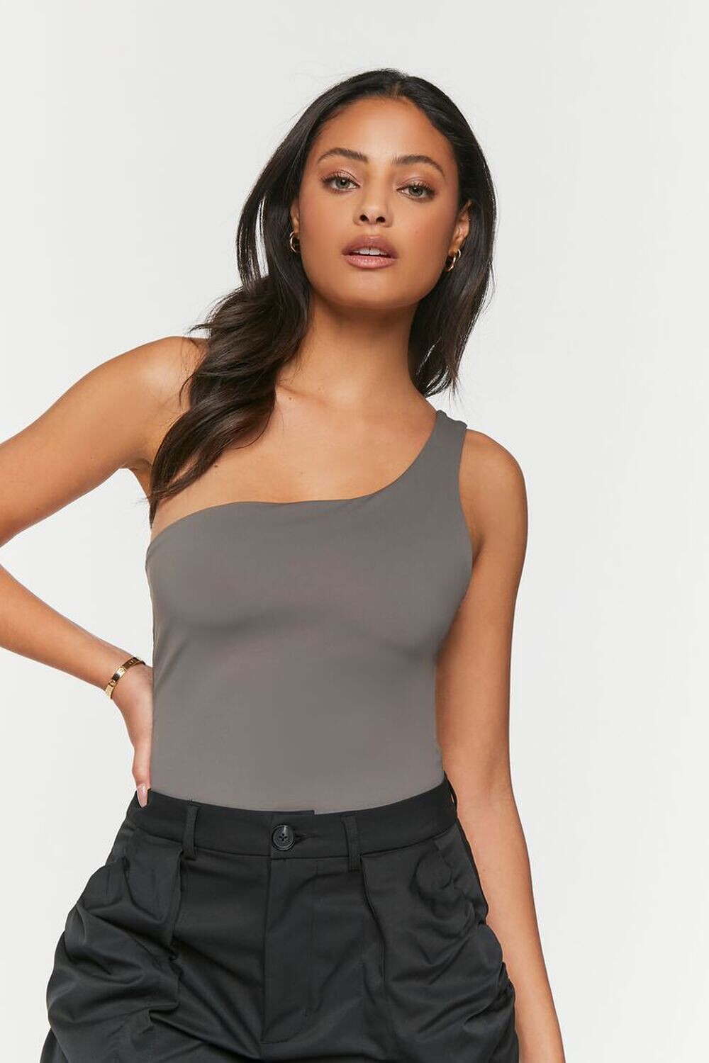 

Боди Contour на одно плечо Forever 21, серый