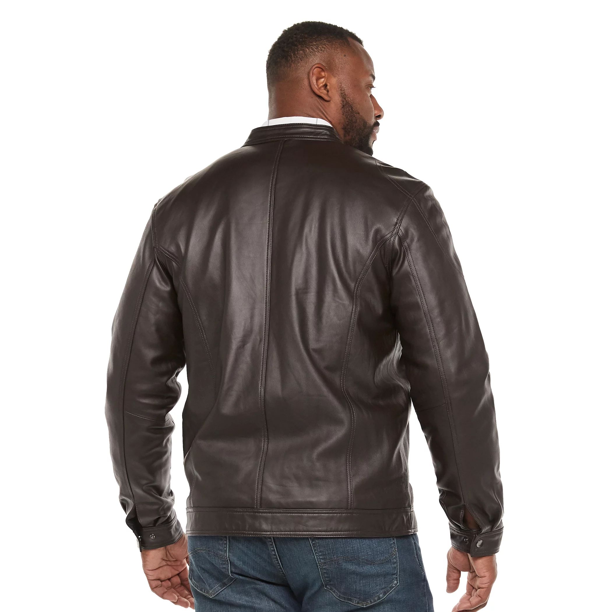 Винтажная кожаная кожаная куртка-гонщик Big & Tall Vintage Leather, коричневый