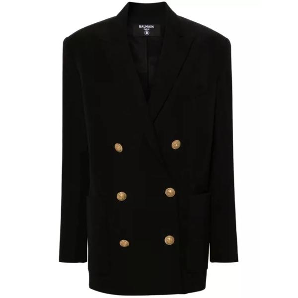 

Куртка double-breasted virgin-wool blazer Balmain, черный