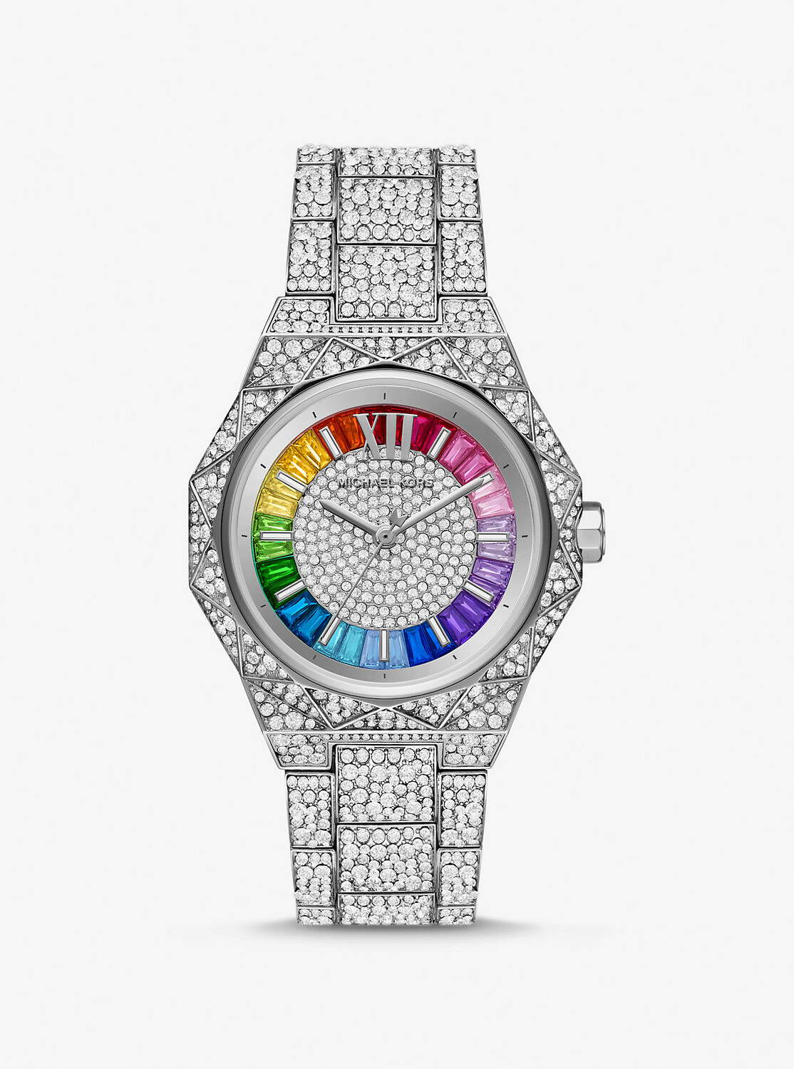 

Крупные серебристые часы PRIDE Raquel Rainbow Pavé, ограниченная серия Michael Kors, серебряный