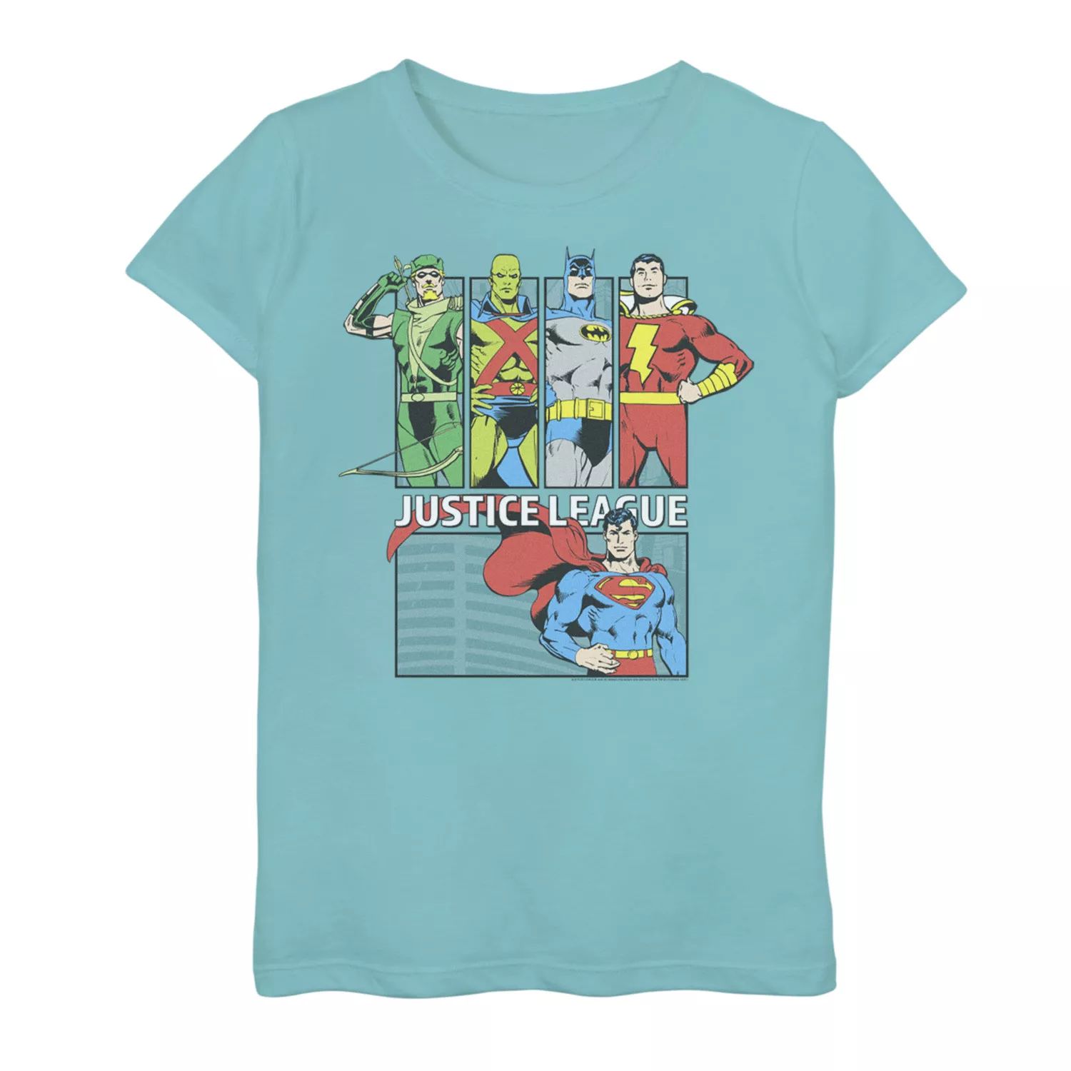 Футболка с графическим рисунком и панелями «Лига справедливости DC Comics» для девочек 7–16 лет DC Comics футболка с геометрическим плакатом и графическим рисунком dc comics для девочек 7–16 лет с бэтменом dc comics