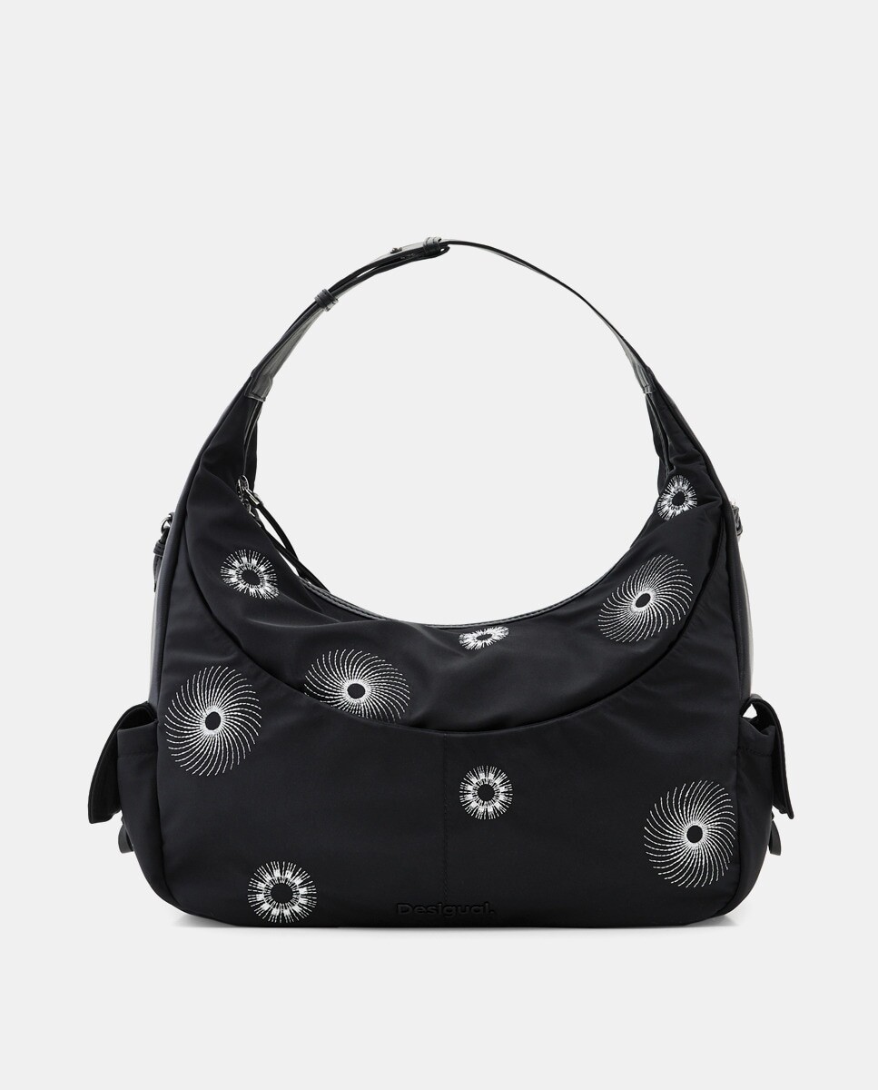 

Хобо из нейлона Jimenas черного цвета с металлизированной вышивкой Desigual, черный