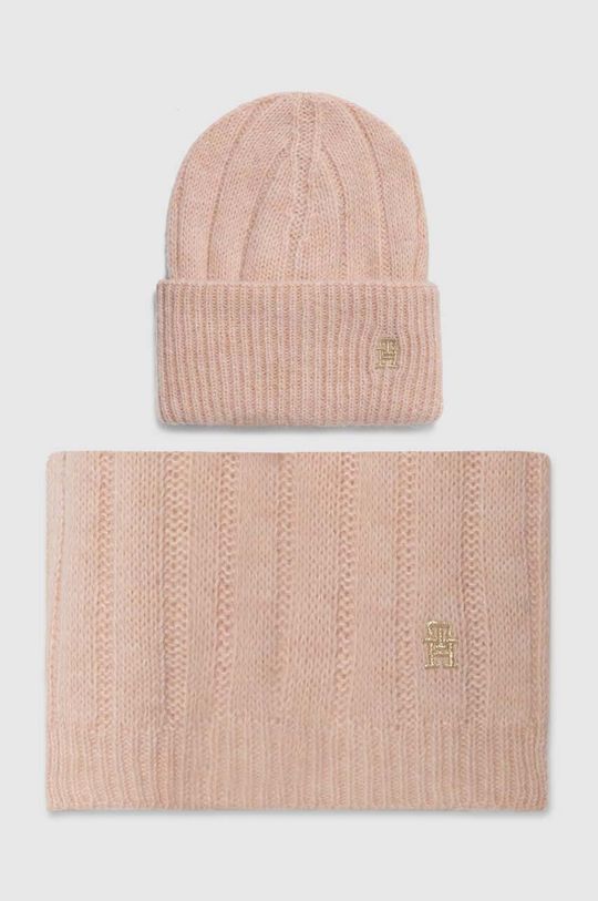 Шляпа и шарф из смесовой шерсти Tommy Hilfiger, розовый
