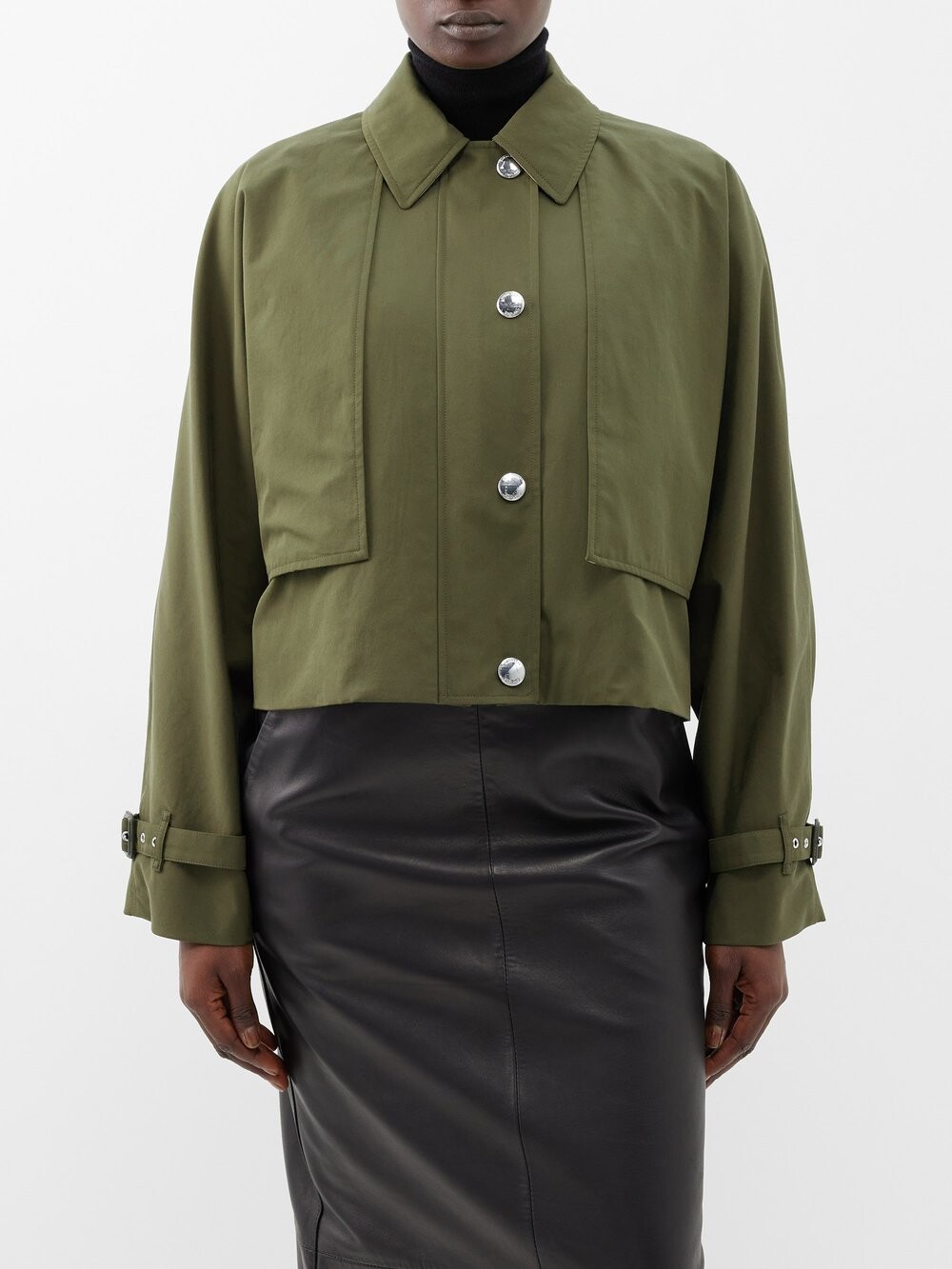 

Укороченная куртка из тропического хлопка-габардина Burberry, зеленый