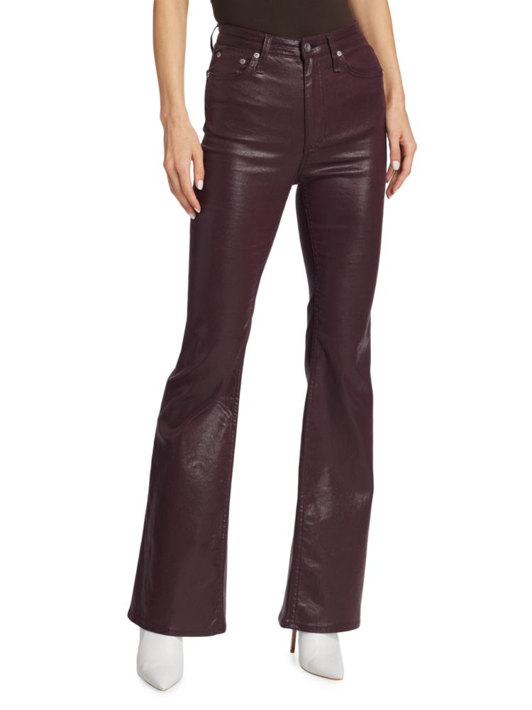 цена Расклешенные брюки Casey с покрытием Rag & Bone, цвет Burgundy